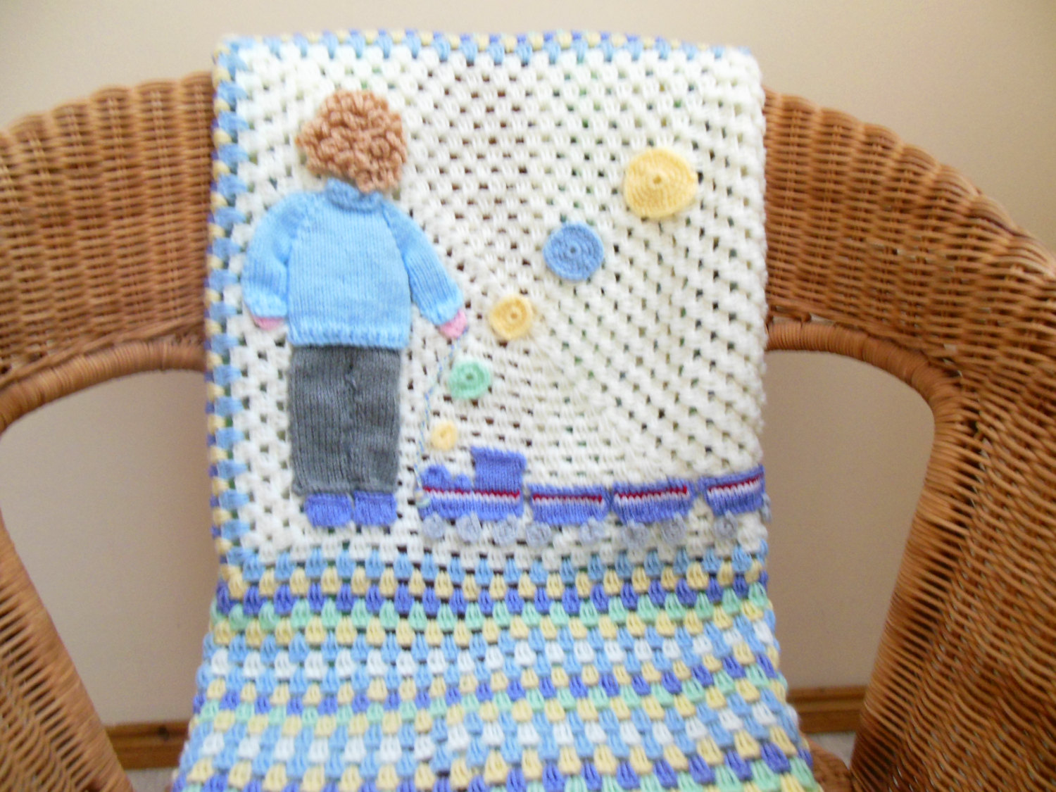 train crochet baby blanket for boys