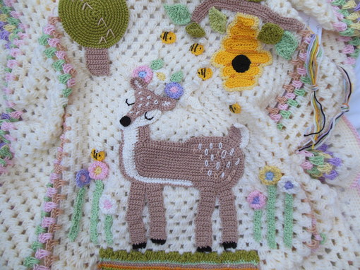 handmade-baby-blanket-with-crochet-deer