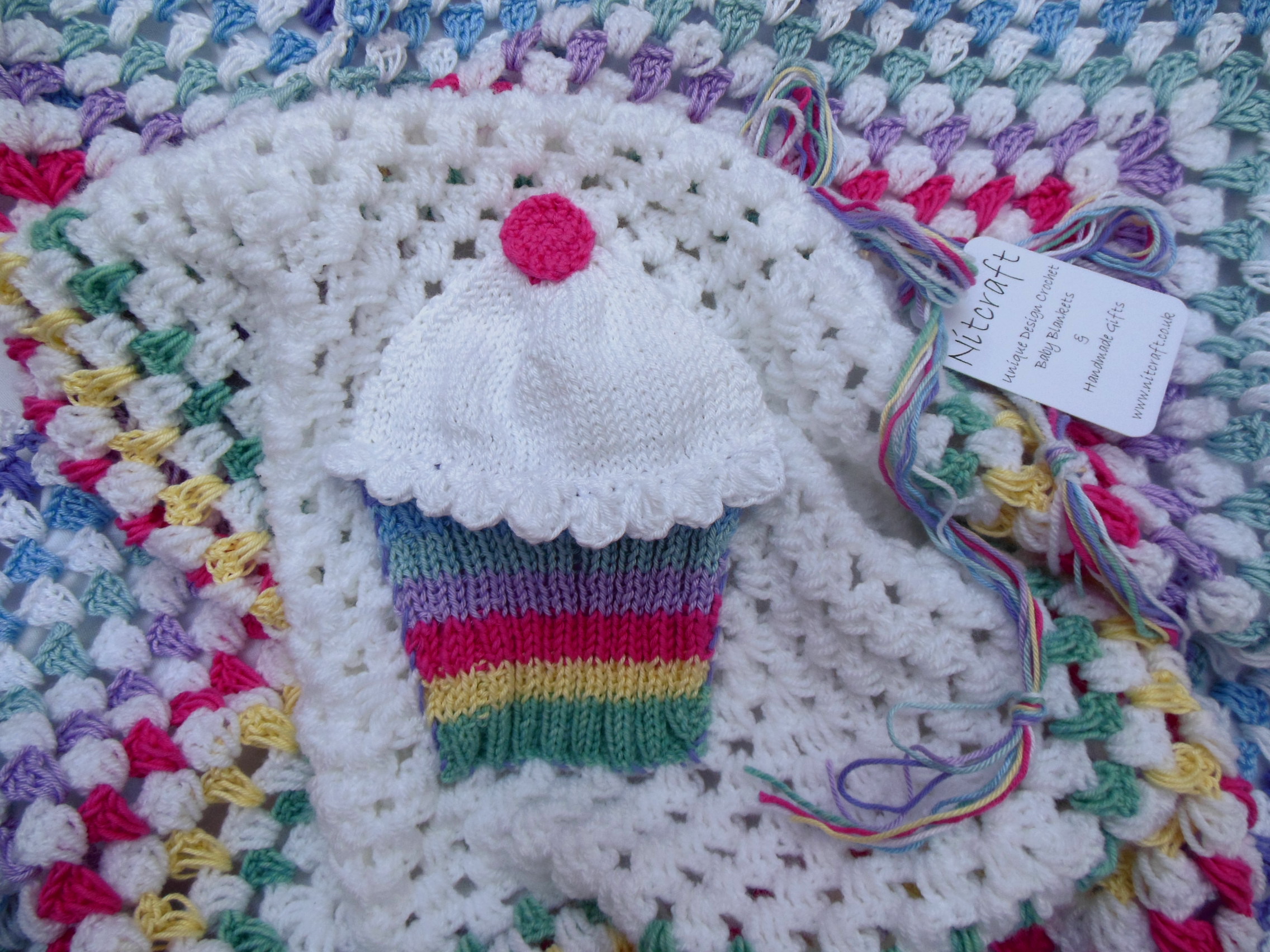 Crochet Baby Blanket Cupcake Nursery Bedding Nitcraft